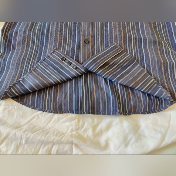 Express Design Studio striped 💙 men's button down dress shirt 🔘 (Large) 👔 - Picture 8 of 15